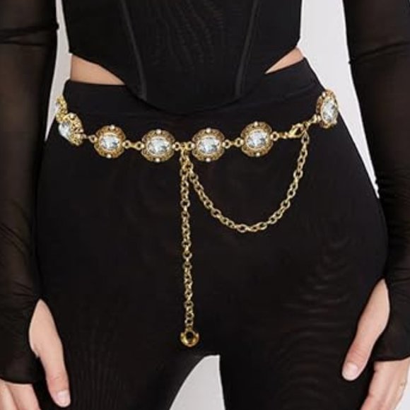 Western metal concho chain belt